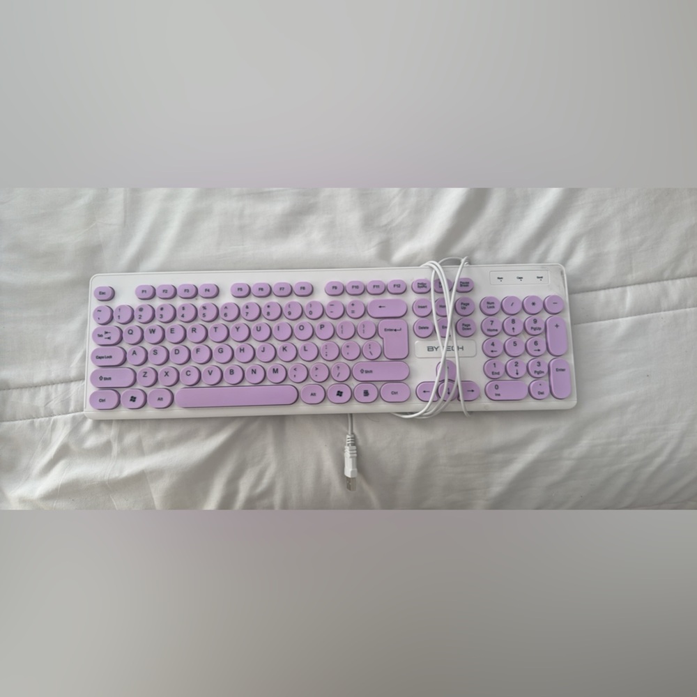 Purple and White Wired Keyboard